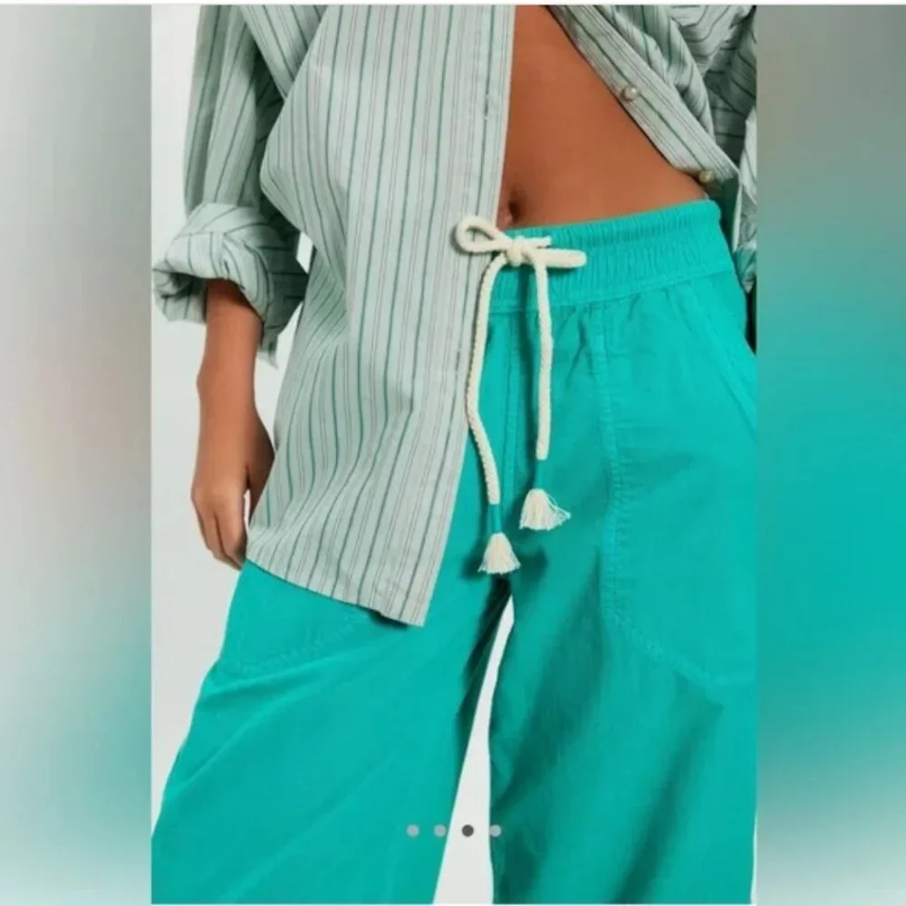 NWT Free People Easy Peasy Pull-On Corduroy Pants Size XS in Turquoise (Ceramic) - Picture 2 of 9